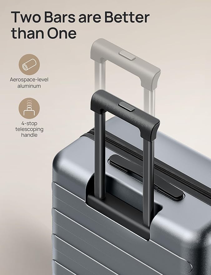 NINETYGO Carry On Luggage 22x14x9 Airline Approved, 20 Inch Luggage with Smooth Spinner Wheels, Expandable, Hard Shell PC Suitcase, Lightweight Travel Luggage, TSA Approved (Grey, Rhine Max)