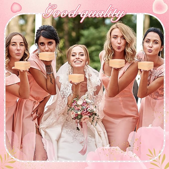 Taiyin 6 Pcs Travel Jewelry Case Box Bridesmaid Gifts Bulk Travel Jewelry Cases Boxes Small Jewels Organizers Mini Accessories Ornaments Storage for Women Girls Wedding Gifts (Beige)