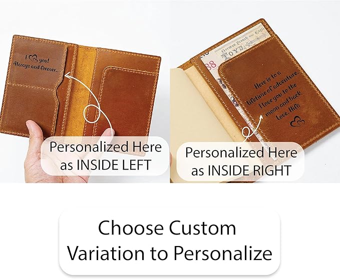 HIFA Personalized Leather Passport Holder, Custom Passport Holder, Handmade Passport Cover with Card and Ticket Slot - Genuine Leather, Elegant Design, Easy Access - Passport Case, Passport Wallet