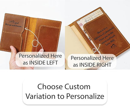 HIFA Personalized Leather Passport Holder, Custom Passport Holder, Handmade Passport Cover with Card and Ticket Slot - Genuine Leather, Elegant Design, Easy Access - Passport Case, Passport Wallet