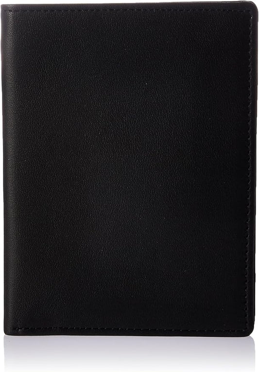 Royce Leather Rfid Blocking Bifold Passport Currency Travel Wallet Bi-Fold Wallet, Black