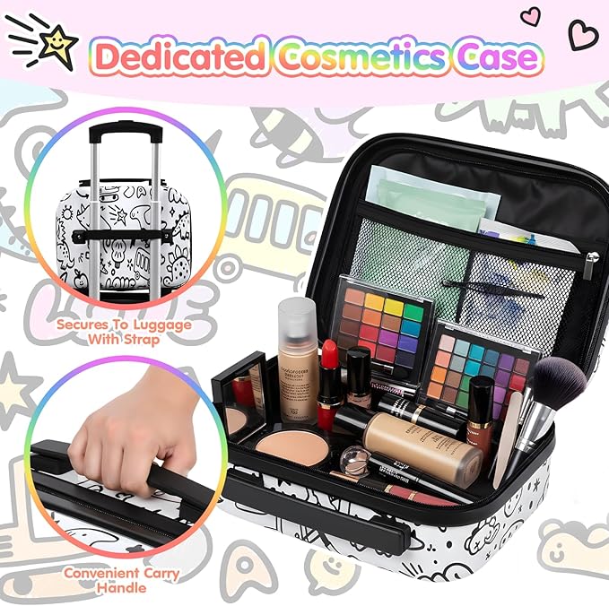 smilesun 2PCS Kids Luggage Set with DIY Coloring, 14" & 20" Lightweight Travel Carry On Suitcase with Spinner Wheels, TSA Lock