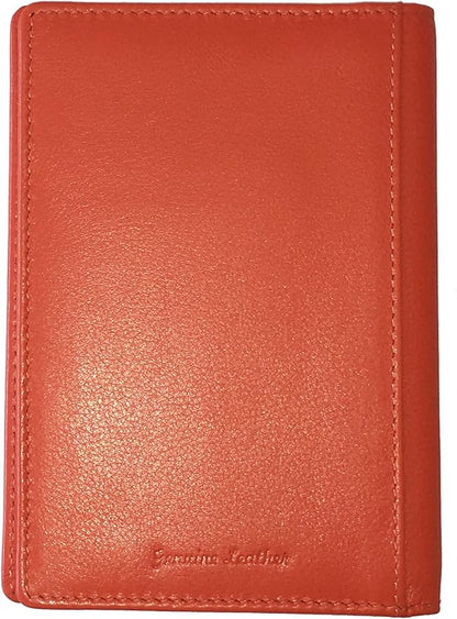 Personalized Monogrammed Orange Leather RFID Passport Wallet