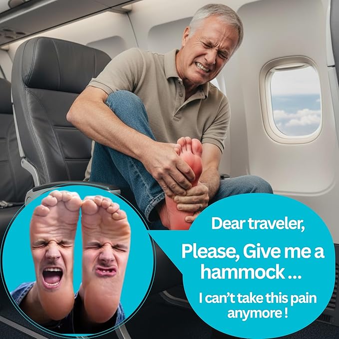 Premium Airplane Foot Hammock – Foot Hanger for Flights Portable Foot Rest for Air Travel Memory Foam Leg Rest Travel Under Desk Foot Hammock for Travel Gift Men Women Wheelchair footrest Christmas