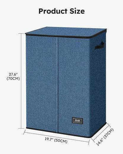 SOLEDI Laundry Hamper with Lid 130L Large & Tall Collapsible Laundry Basket, Clothes Hamper with Bag Removable Easy to Carry, Dirty Hampers for Bedroom, Bathroom, Dorm, College, Blue