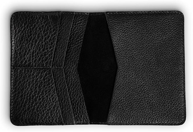 PEGAI Standard Full Grain Crazy Horse Leather Passport Holder | Custom Travel Passport Cover & Organizer | Handcrafted Leather Passport Wallet for Men and Women | Pike (Dymnos Black)
