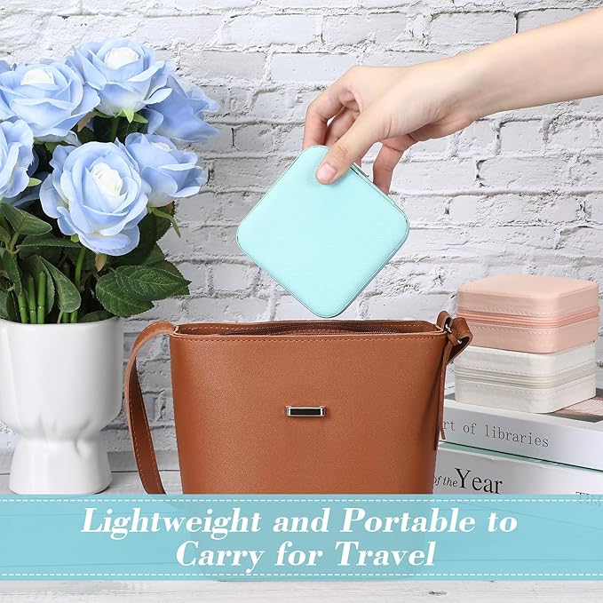 Batiyeer 50 Pcs Small Jewelry Travel Case Bulk Mini Jewelry Box Wedding Bridesmaid Proposal Return Gift for Pooja(White Pink Blue)