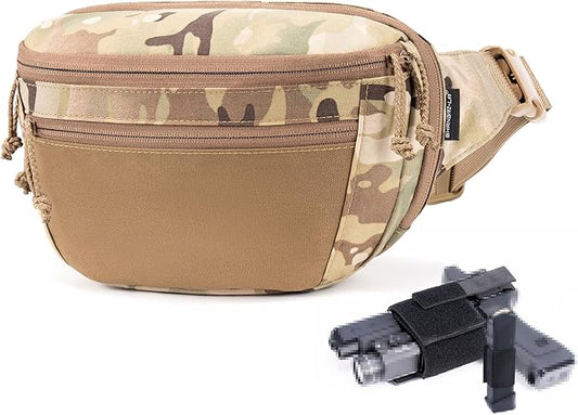 SHANGRI-LA Tactical Fanny Pack for Men and Women, Low-Profile Waist Bag, Holster Included, Multi-Use for Hiking, Travel, EDC