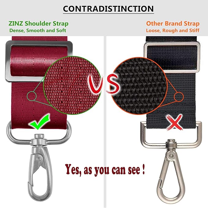 Shoulder Strap, ZINZ 57" Padded Adjustable Shoulder Bag Straps Replacement for Bags with D-Ring (R02D01)