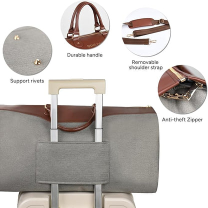 travel inspira Convertible Garment Bag 2 in 1 Carry On Garment Duffle Weekender 45L with Extended Shoe Compartment, Waterproof Nylon, Hanging Hook for Travel Business Men, Army Green