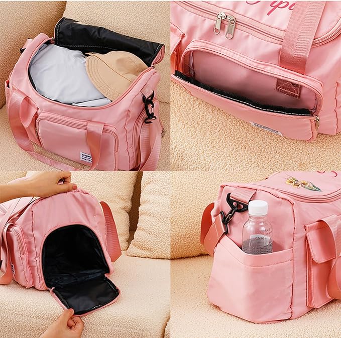 callie Personalized Waterproof Duffel Bag with Shoulder Strap, Custom Birth Flower and Name on Cute Gym Bag, Multi-Compartment Duffel Bags, Sports Bag for Women, Birthday Gift for Women