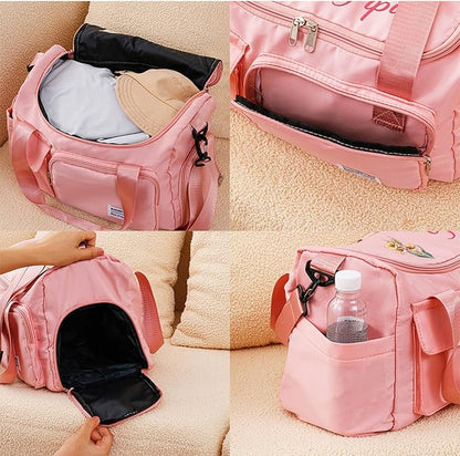 callie Personalized Waterproof Duffel Bag with Shoulder Strap, Custom Birth Flower and Name on Cute Gym Bag, Multi-Compartment Duffel Bags, Sports Bag for Women, Birthday Gift for Women