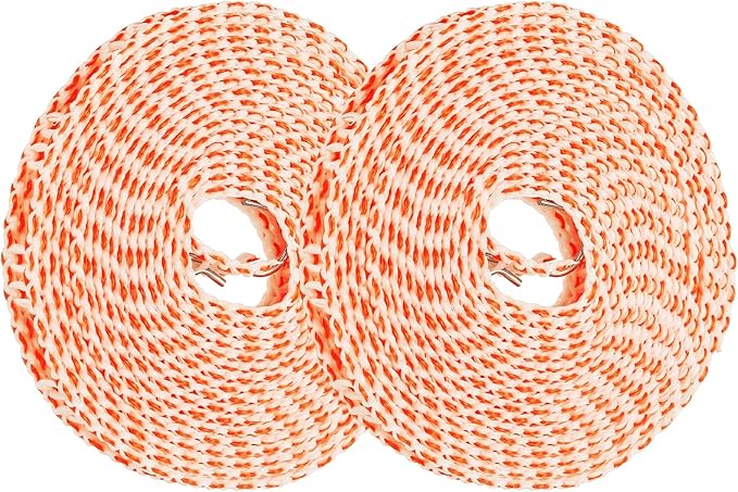 uxcell 2 Pcs Portable Travel Clothesline, 16.4ft Clothes Line Outdoors Travel Hanger Foldable Clothesline Rope with Hooks for Camping Hotel Backyard Home Cruise Ship, Orange