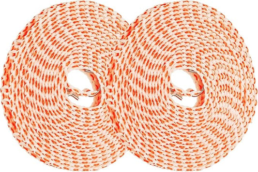 uxcell 2 Pcs Portable Travel Clothesline, 16.4ft Clothes Line Outdoors Travel Hanger Foldable Clothesline Rope with Hooks for Camping Hotel Backyard Home Cruise Ship, Orange