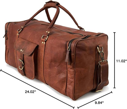 Berliner Bags Vintage Genuine Leather Duffle Bag New York XL for Travel or the Gym, Weekender, Travel Bag, Overnight Bag for Men and Women - Brown