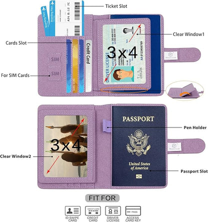 Melsbrinna Rfid Passport Holder for Travel women/Men, Cute Passport Wallet Rfid Blocking Card Slots, Rfid Passport Cover/CaseTravel Wallet, Passport Book Holder (1, Purple1)