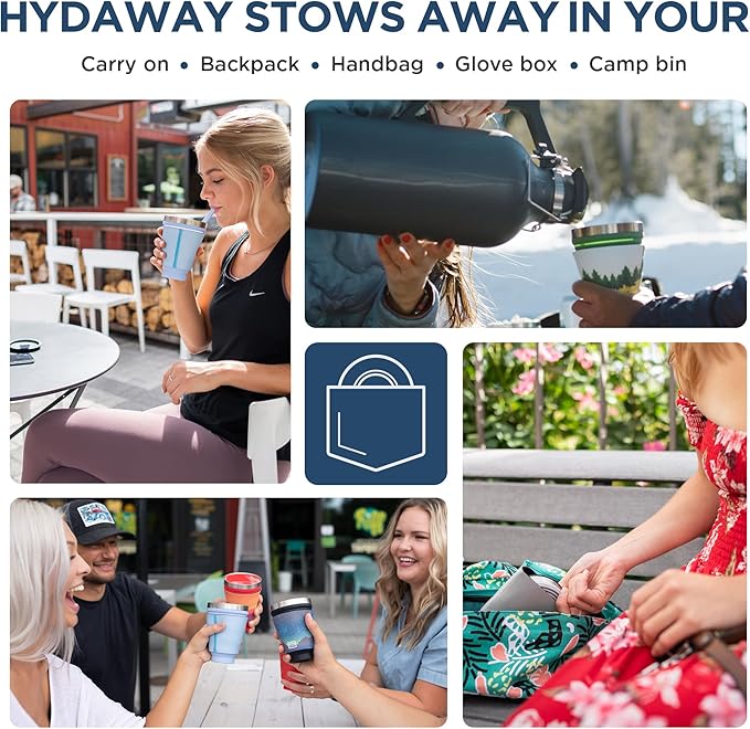 HYDAWAY 16oz Collapsible Tumbler - BPA-Free, Reusable Silicone Cup with Lid & Insulating Sleeve - Perfect for Coffee, Travel, and Everyday Use