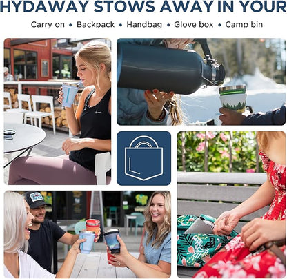 HYDAWAY 16oz Collapsible Tumbler - BPA-Free, Reusable Silicone Cup with Lid & Insulating Sleeve - Perfect for Coffee, Travel, and Everyday Use