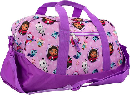 Gabby's Dollhouse Duffle Bag, 16 inch Travel Sleepover Weekender Bag for Girls, Purple Dance Bag
