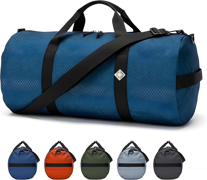Diamond Ripstop Duffle Bags, Ultra Tough & Tear Resistant, Reinforced Stitching, Weatherproof, Packable Foldable Duffle Bag for Traveling