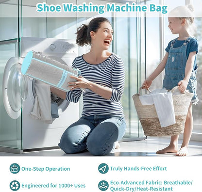 Shoe Washing Machine Bag: 2 pcs Shoe Bag for Washing Machine and dryer - Durable Zipper - 360° Deep Clean - Reusable laundry Bag for Sneaker/Slippers/Tennis/Runing Shoes & Insole(Grey)