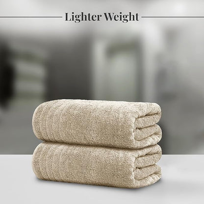 Tens Towels Pack of 8 Towels Set, 2 Extra Large Bath, 2 Hand, 4 Washcloths, 100% Cotton, Lighter Weight, Quicker to Dry, Super Absorbent, Perfect for Bathroom, Beige