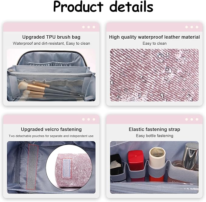 BOYATU Travel Makeup Bag Cosmetic Bags for Women: 3 Sets Large Capacity Make up Bag - Portable Toiletry Bags with Handle for Women(F-2-Purple)