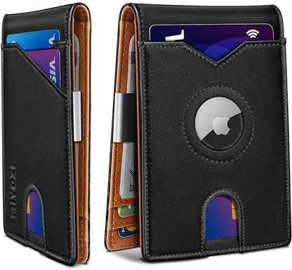 Airtag Wallet for Men,with Money Clip 11 Cards Slim Front Pocket Leather RFID Blocking Wallet with Gift Box