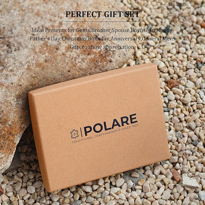 Polare Full Grain Leather Passport Holder RFID Blocking Travel Bifold Wallet Passport Holders 2 Passports (Dark Brown with AirTag Slot)