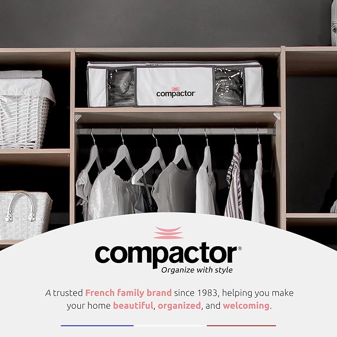 Compactor Vacuum Bags + Semi-Rigid Box, Space Saving Storage Bags, Seal Bags Compression for Comforters and Blankets, Sealer Clothes Storage, Size M, 125L | White