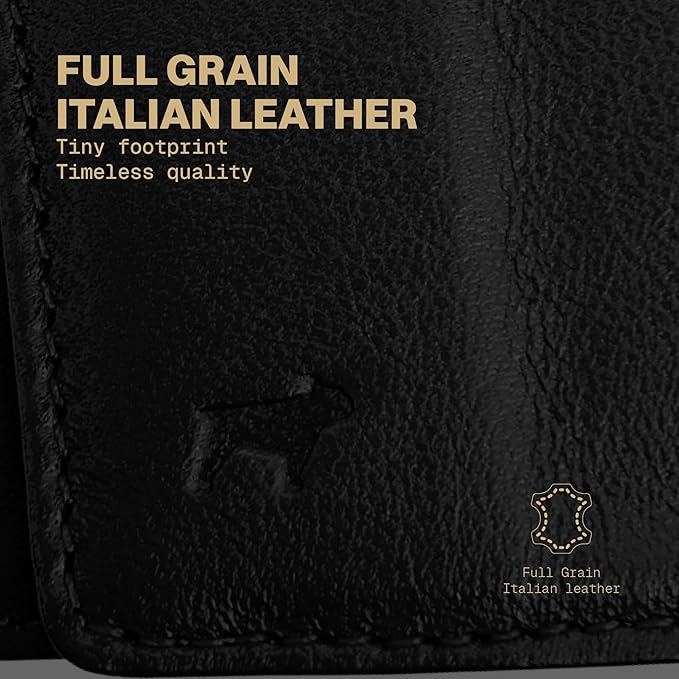 The Frenchie Co. - AirTag Speed Wallet Mini - Ultra-slim RFID blocking card holder with AirTag pocket - Minimalist front pocket wallet - Full-grain Italian leather