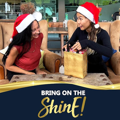 Nush Nush Set of 30 Shiny Gold Gift Bags Bulk - Medium Size Gold Reusable Gift Bags with Handles - For Christmas, Business, Bachelorette, Bridesmaids, Birthday Goodies and Party Favors - 8Wx4Dx10H