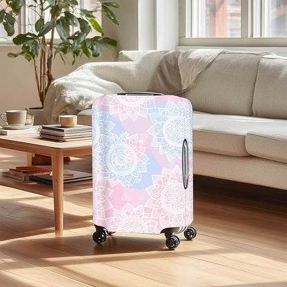 Pink Blue Mandala Luggage Cover Travel Essentials Suitcase Protector Washable Anti Scratch Protective Sleeve Baggage Wrap Fits 22-24 Inch Suitcase Covers Luggage Skins Travel Accessories