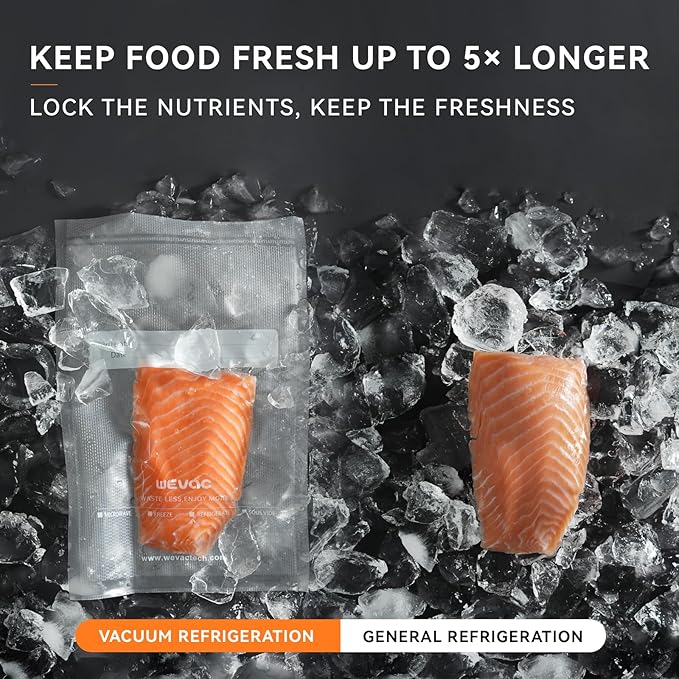 Wevac Vacuum Sealer Bags, 150 Gallon 11" x 16", and Quart 8" x 12" and Pint 6" x 10", 5 Liquid Block Bags & 5 Bone Guard Pieces, Heavy Duty for Food Storage, Sous Vide & Meal Prep