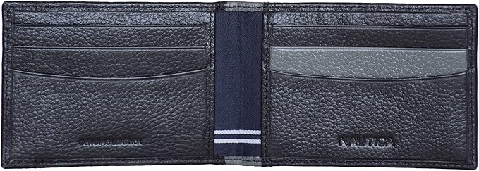 Nautica Men's Slim Wallet | Card Case | RFID Blocking | ID Window | Minimalist | Lightweight | Genuine Leather