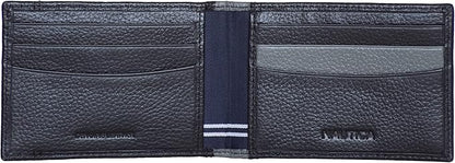 Nautica Men's Slim Wallet | Card Case | RFID Blocking | ID Window | Minimalist | Lightweight | Genuine Leather