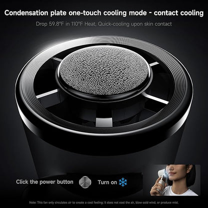 Portable Handheld Turbo Fan with Ice Cooling, 9000mAh Rechargeable Personal Fan, 100-Speed Wind, Built-in Type-C Cable, LED Display,135° Tilt Foldable for Desk/Neck/Travel-Black