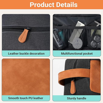 Elviros Travel Toiletry Bag Gift for Men，Mens Toiletries Bag Gifts Set Shaving Dopp Kit Water-resistant Bathroom Toiletries Organizer PU Leather Cosmetic Bags 2 Pack