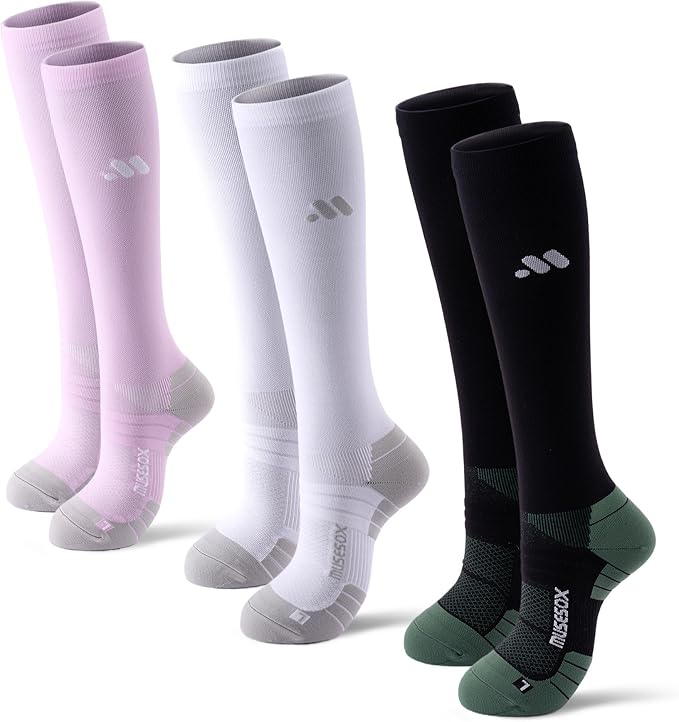 Compression Socks for Women and Men,Knee High 15-20mmHg Graduated Circulation(3 Pairs) for Nurses,Pregnant,Travel