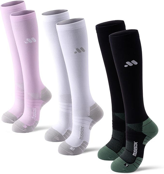 Compression Socks for Women and Men,Knee High 15-20mmHg Graduated Circulation(3 Pairs) for Nurses,Pregnant,Travel