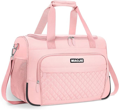 Travel Duffle Bag for Women, Underseat Carry On luggage Bag Foldable Overnight Weekender Hospital Bag Lightweight Airplanes Personal Item Travel Tote Bag for Women Birthday Gifts, 16IN Pink