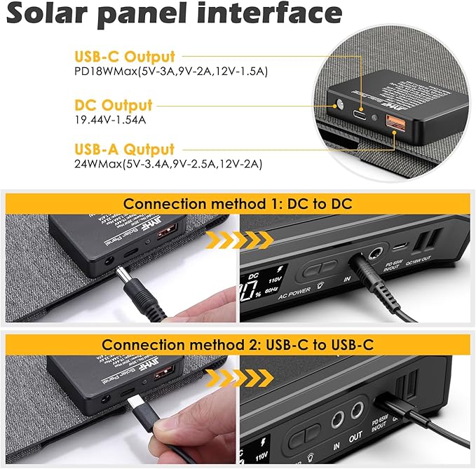 JIYHF Portable Power Bank with 30W Foldable Solar Panel - 99.9Wh Backup Battery, 100W AC & 65W USB-C PD Fast Charging Ideal for Outdoor Work, Compatible with iPhone16/15 Series, iPad, MacBook, Laptop