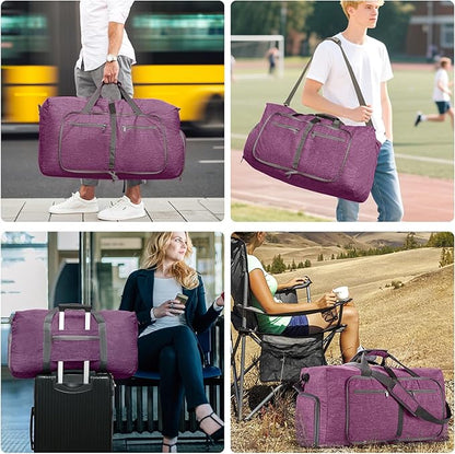 Vomgomfom 65L/85L/115L Foldable Travel Duffle Bag, Lightweight Checked Luggage with Shoe Compartment, Water-Resistant Weekender Overnight Bag for Men & Women
