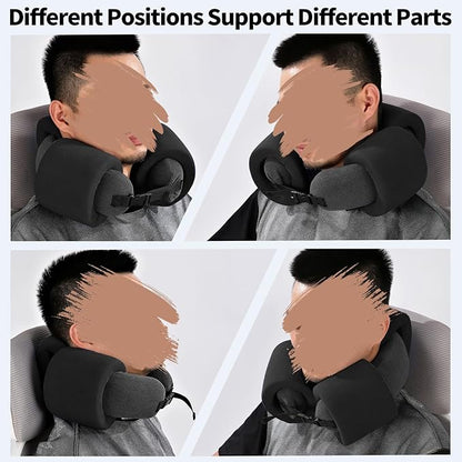 3-Ring Memory Foam Travel Neck Pillow It has obtained a Patent. The Three Rings can be movably Adjusted to Provide Flexible Support for The Neck, Head, and Other Areas.Black