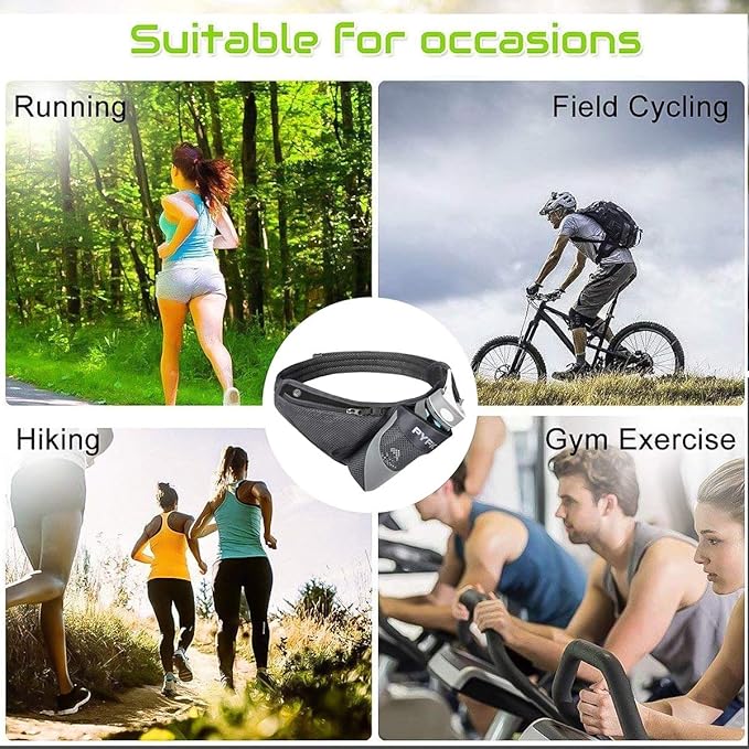PYFK Running Belt Hydration Waist Pack with Water Bottle Holder for Men Women Waist Pouch Fanny Bag Reflective