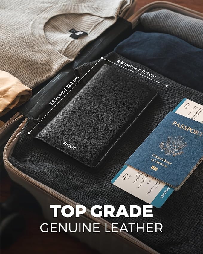 VULKIT Passport Holder Wallet RFID Blocking Travel Wallet for Men & Women