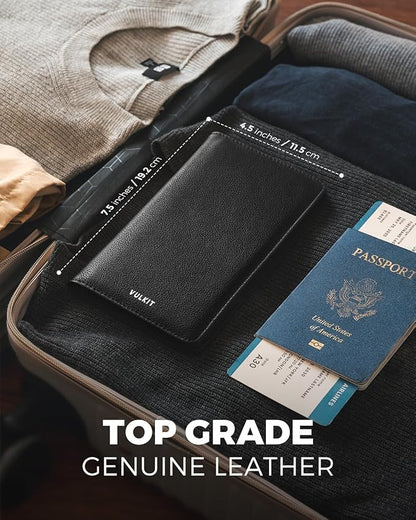 VULKIT Passport Holder Wallet RFID Blocking Travel Wallet for Men & Women