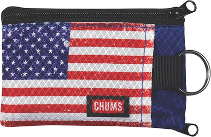 Chums Surfshorts Wallet - Lightweight Slim Wallet with RFID Blocking Card & Clear ID Window - Zippered, Minimalist Wallet w/Key Ring - Solid Colors