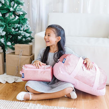 Wildkin Kids Overnighter Duffel Bag – Carry-On Size, Ideal for School & Sleepovers – Pink Glitter