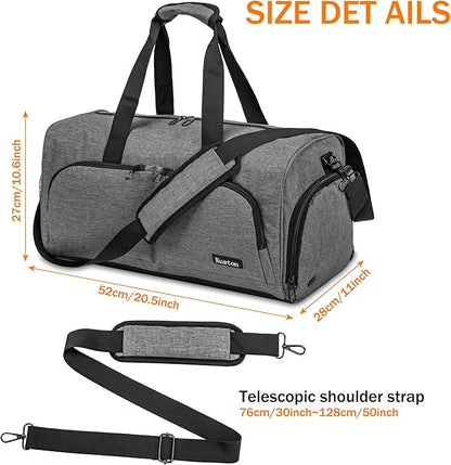 Kuston Sports Gym Bag with Shoes Compartment &Wet Pocket Gym Duffel Bag Overnight Bag for Men and Women